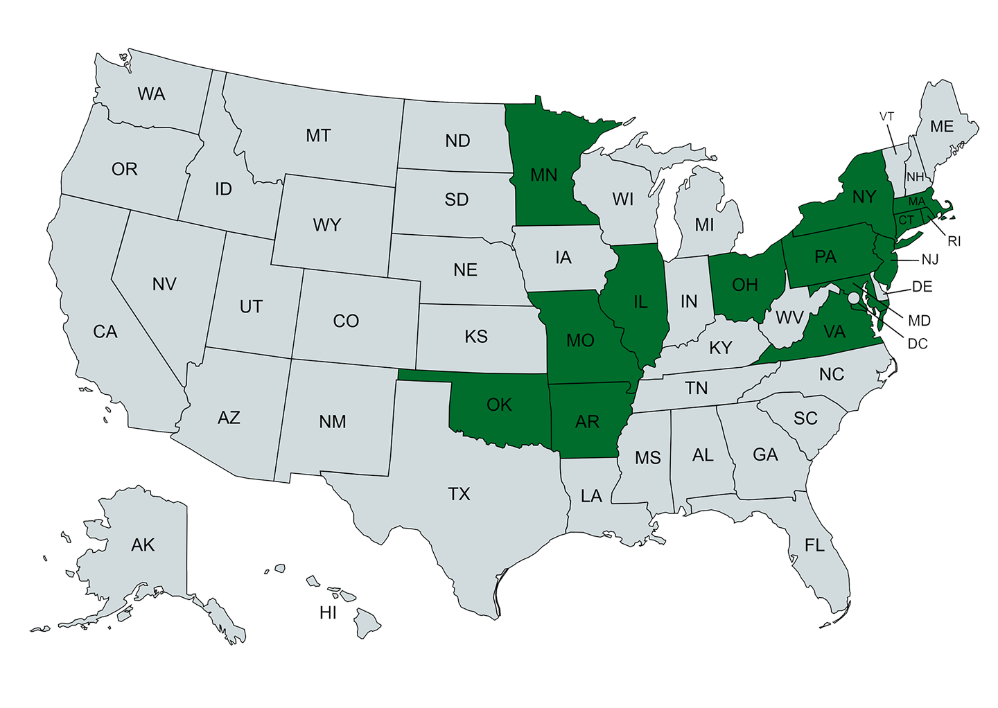 Map Chart for the States We Provide Medical Marijuana Card
