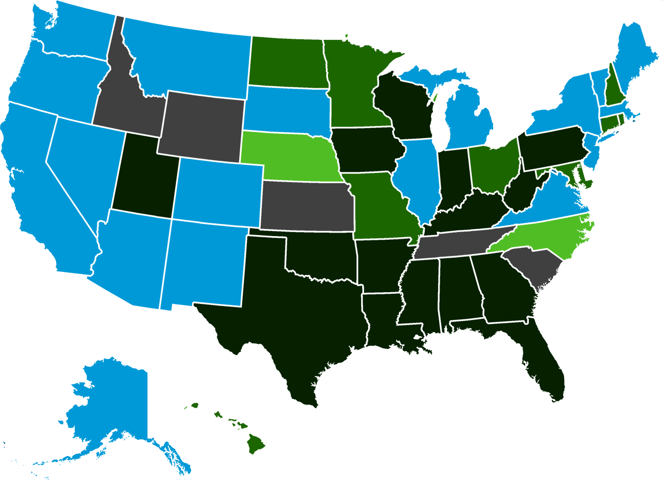Map chart for the Marijuana Legality By State